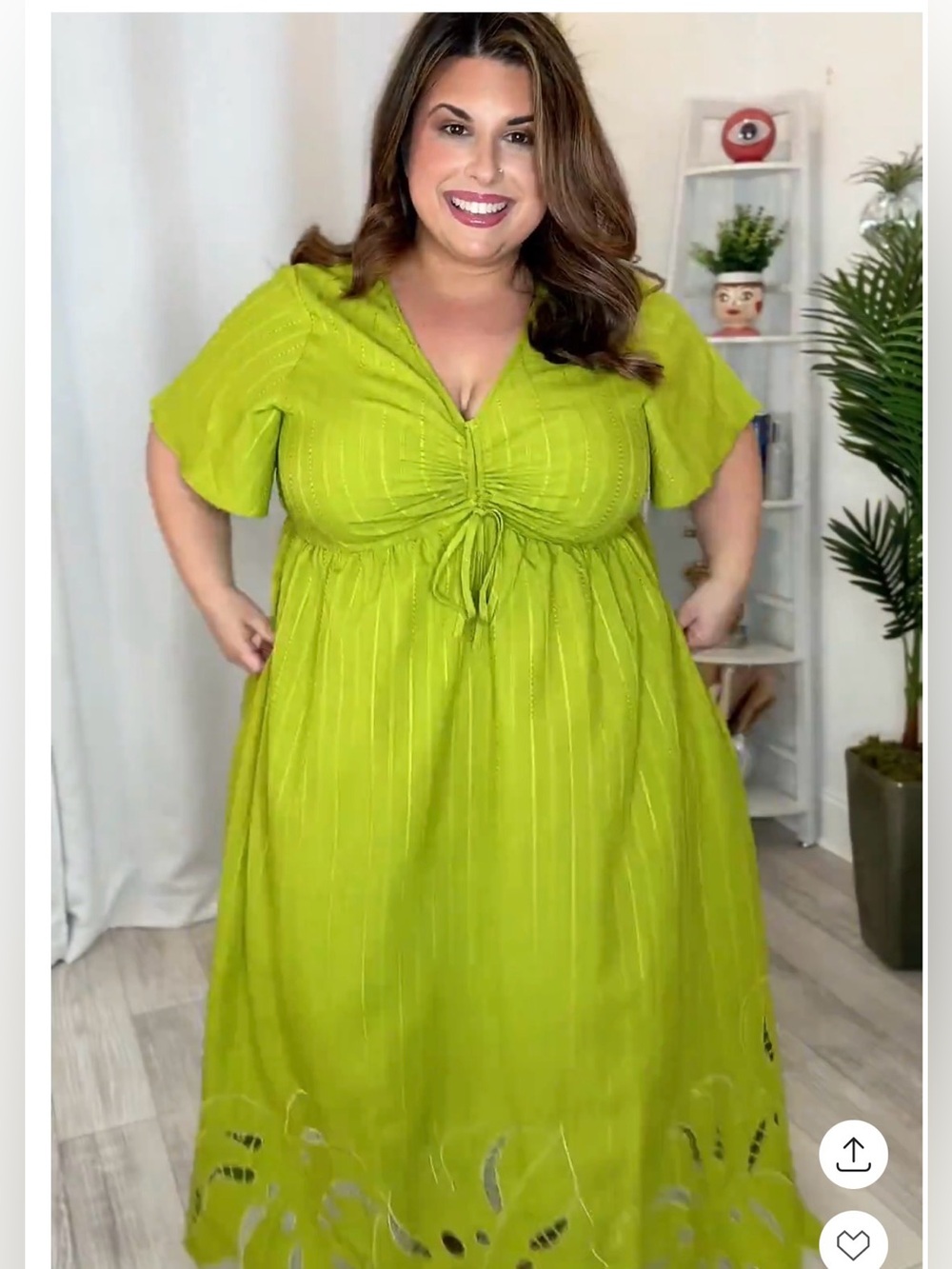 Plus-Size Lime Green Drawstring Maxi Dress
